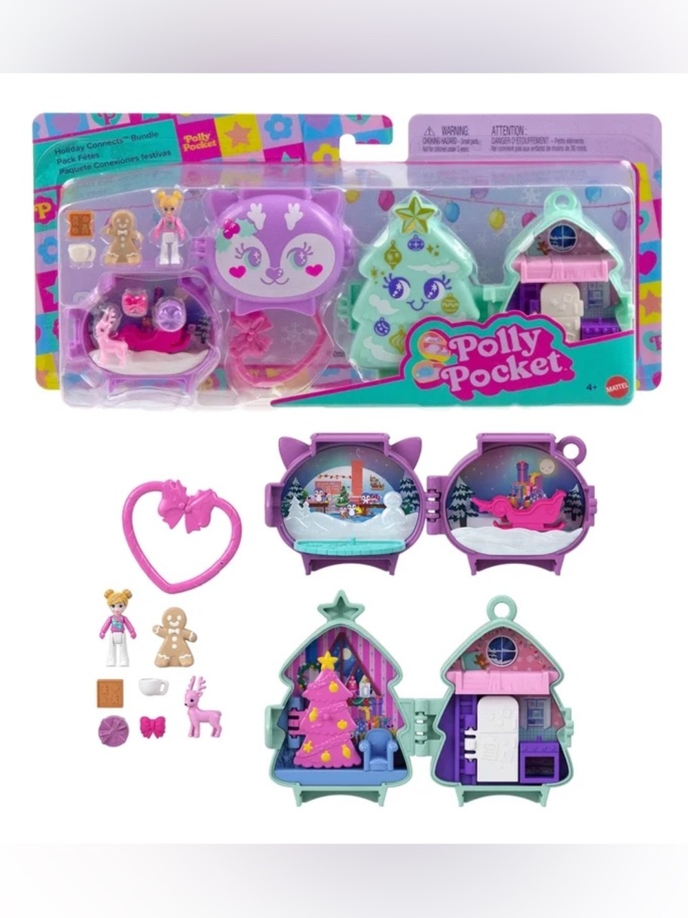 Polly Pocket Holiday Connects Bundle Compact Playset